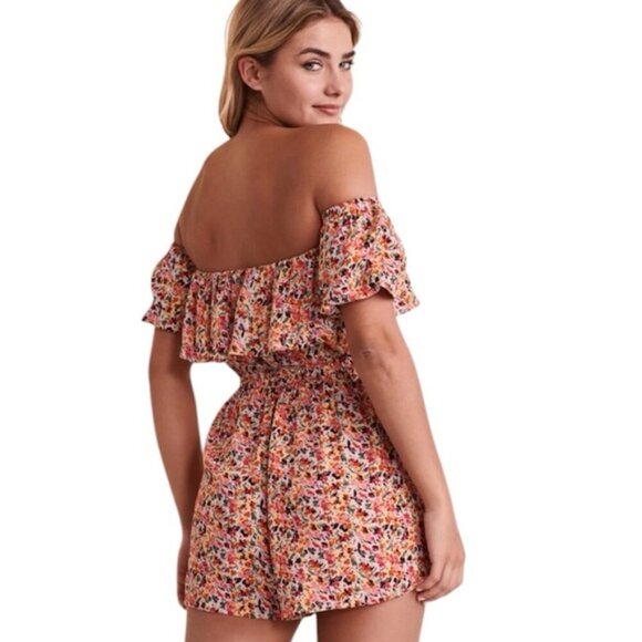 Roxy Women’s Another Day Floral Off-the-shoulder Romper Size Small - Picture 2 of 11